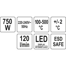 STACJA LUTOWNICZA HOT AIR 750W Z WYŚWIETLACZEM LED