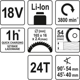 PILARKA 18V ,165MM BEZ AKUMULATORA