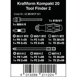 ZESTAW WKRĘTAKÓW KRAFTFORM KOMPAKT TOOL FINDER 2, 13CZ.