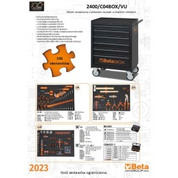 WÓZEK NARZĘDZIOWY Z 6 SZUFL. CZARNY BWC04BOX+196 NARZĘDZI