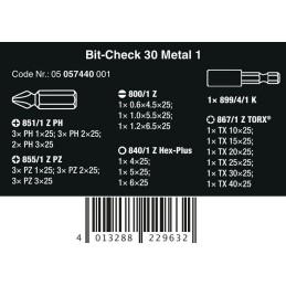 ZESTAW BITÓW BIT-CHECK 30 METAL 1 SB, 30 CZ.