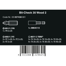 ZESTAW BITÓW BIT-CHECK 30 WOOD 2 SB, 30 CZ.