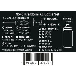 ZESTAW NARZĘDZI WKRĘTAK. 9540 KRAFTFORM XL BOTTLE SET,17CZ.