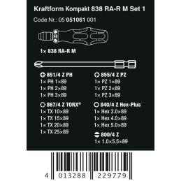 WKRĘTAK KRAFTFORM KOMPAKT Z GRZECHOTKĄ 838 RA-R M SET 1,15CZ