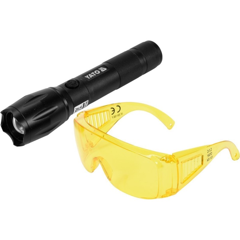 ZESTAW LATARKA UV AKUMULATOROWA 1W + OKULARY