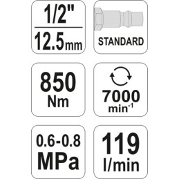 KLUCZ PNEUMATYCZNY 1/2'' 850NM