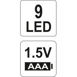 LATARKA ALUMINIOWA, 9LED, CZARNA