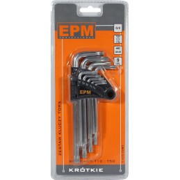 KOMPLET KLUCZY TORX TYP L T10-T50 9SZT. KRÓTKIE