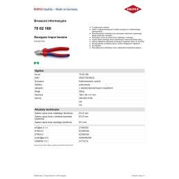 SZCZYPCE TNĄCE BOCZNE 160MM, POWLEKANE