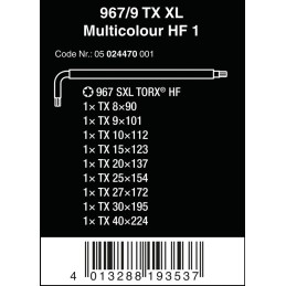 ZESTAW KLUCZY TRZPIENIOWYCH TORX 967/9 TX XL MULTIC TX8-TX40