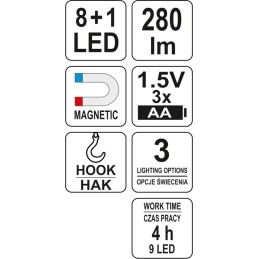 LATARKA WARSZTATOWA 2W1 LED MAGNET 3XAA