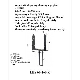 PODSTAWA SŁUPA REGULOWANA 0-165MM NA PRĘT RETRO