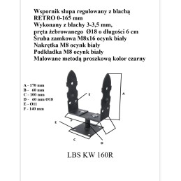 PODSTAWA SŁUPA REGULOWANA 0-165MM NA KWADRAT RETRO