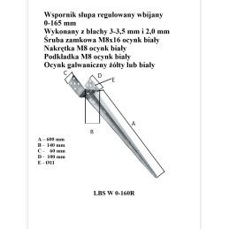 PODSTAWA SŁUPA WBIJANA REGULOWANA 0-165700 MM