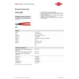 SZCZYPCE TNĄCE BOCZNE O ZWIĘKSZONYM PRZEŁOŻENIU 250MM