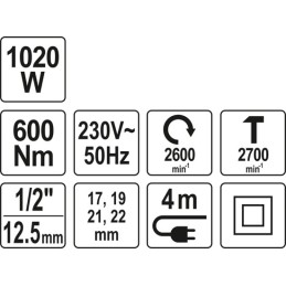 ELEKTRYCZNY KLUCZ UDAROWY 1/2'' 600NM