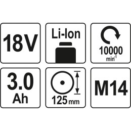 SZLIFIERKA KĄTOWA 125MM 18V 2X3AH