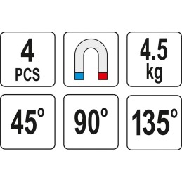 ZESTAW SPAWALNICZYCH KĄTOWNIKÓW MAGNETYCZNYCH MINI 4 SZT.